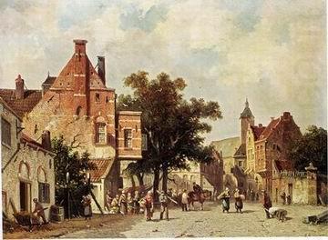 European city landscape, street landsacpe, construction, frontstore, building and architecture. 117, unknow artist